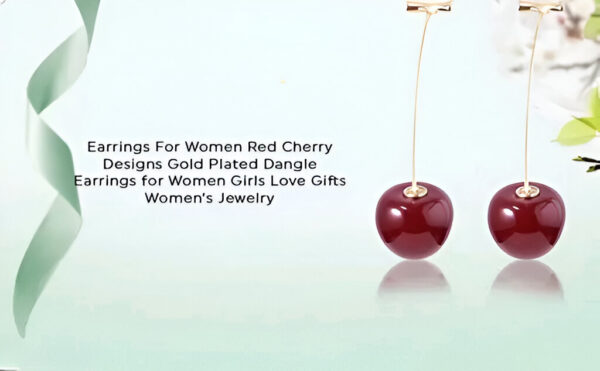 Cherry Red Edgy Beach Hanging Earrings - Image 4