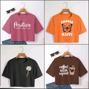 Trendy Fashionista Women Crop T-Shirt Tee Printed Pack Of 4 Combo