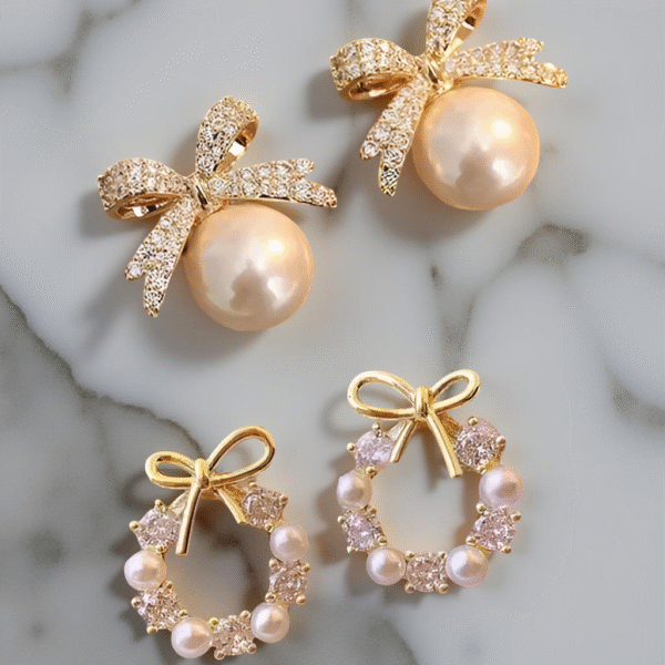Combo Pack of 2 Korean Stud Earrings For Women And Girls - Image 5