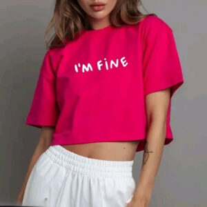 Latest Women's I M Fine Print Round Neck Half Sleeve Crop T Shirt For Girls/Women's