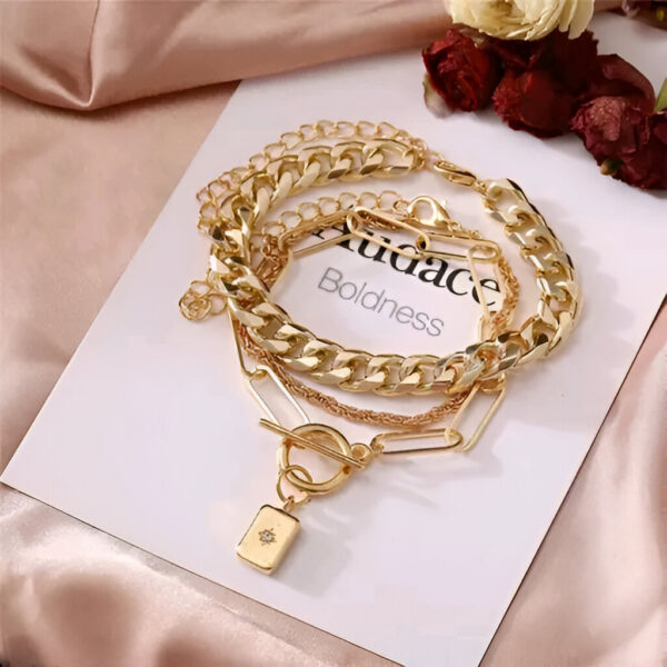 Stunning Gold Plated Multi Strand Bracelet For Women (Copy) - Image 4