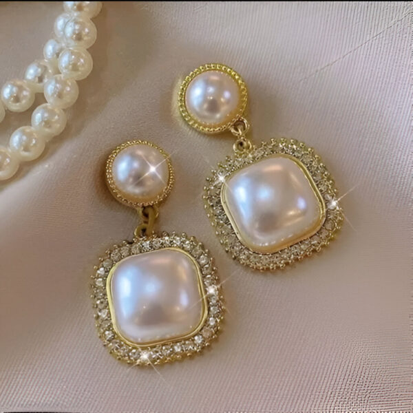 Drop Earrings Gold Plated Amazing Korean Square - Image 3