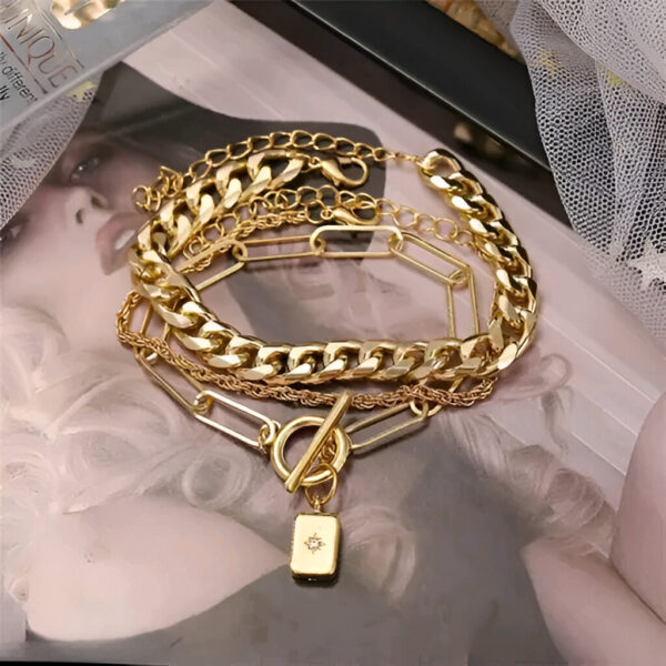 Stunning Gold Plated Multi Strand Bracelet For Women (Copy) - Image 3