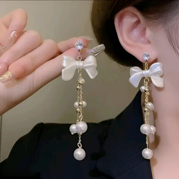 White Beautiful Earrings - Image 2