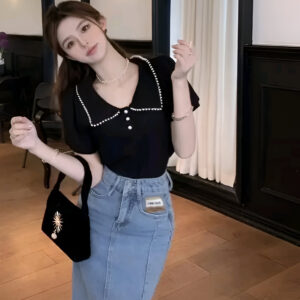 Black Women Crop Top