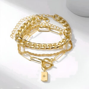Stunning Gold Plated Multi Strand Bracelet For Women (Copy)