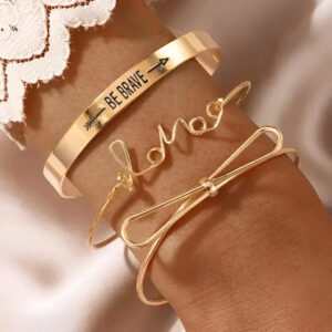 Romantic Love & Note Design Brilliant Cuff Bracelet For Women