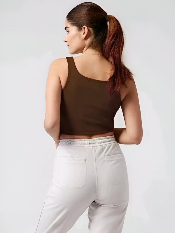 "Women & Girls Button Tank Tops Square Neck Solid Color " - Image 2
