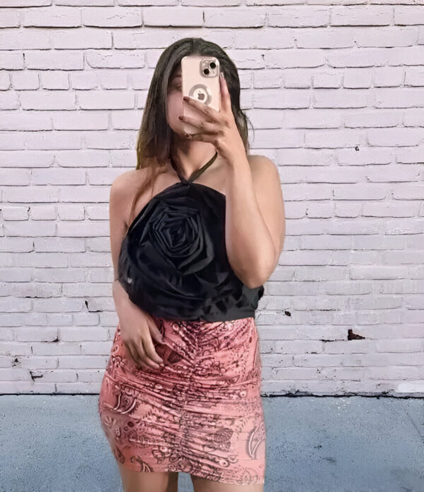 Rose Patterned Halter Neck Top - Image 3