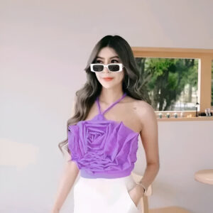 Rose Patterned Halter Neck Top