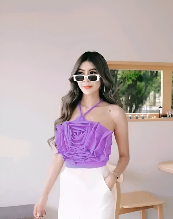 Rose Patterned Halter Neck Top
